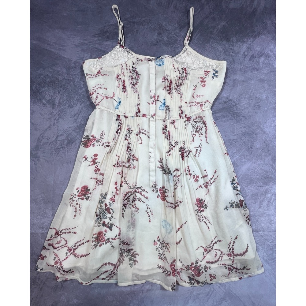Thistlepearl Slip Dress Womens Small White Floral Pintuck Detail Spaghetti Strap